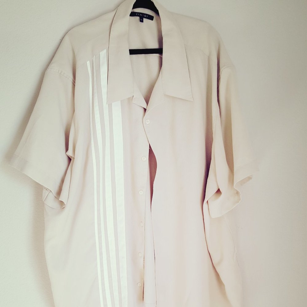 SYNERGY Men's Shirt 4XL Tan Short Sleeve Casual Retro Rockabilly Bowling